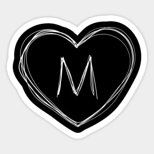 Letter M with heart frame in lineart style Sticker